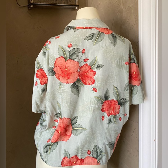 Retro 1950s HAVANA JACKS CAFE Hibiscus CROPPED Camp HAWAIIAN SHIRT with/ Tie - Picture 10 of 10